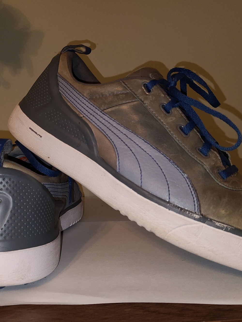 Puma Men’s Gray & Blue Casual Sneakers Monolite,golf Sz 12